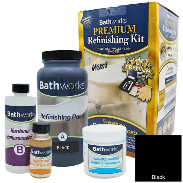 BATHWORKS 22 oz. DIY Bathtub Refinishing Kit with Slip Guard in Black