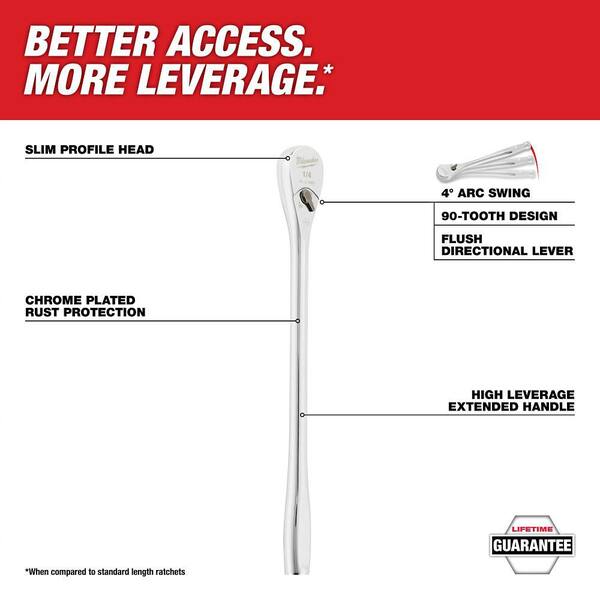 1/4 in. Drive 90 Tooth 9 in. Extended Ratchet with 1/4 in. Drive Extension Set (5-Piece)