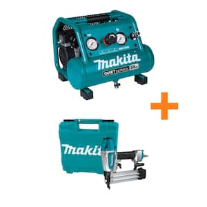 1 Gal. Quiet Series 0.5 HP Compact Oil-Free Electric Air Compressor with Pneumatic 2 in. 18-Gauge Brad Nailer