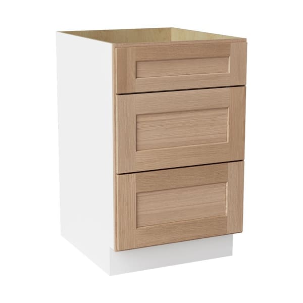 21 in. W x 24 in. D x 34.5 in. H Ready to Assemble Solid Wood Shaker Drawer Base Kitchen Cabinet in Oak