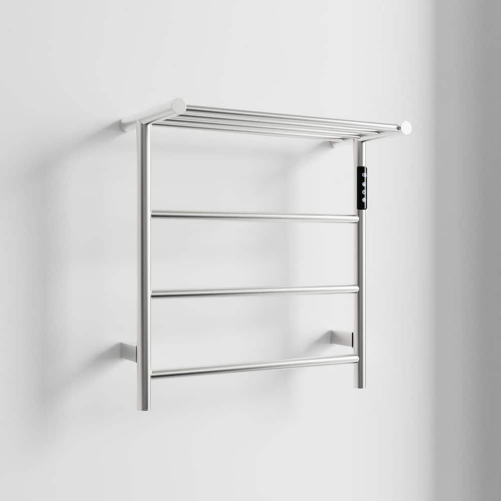 3-Bars Heated Towel Rack with Top Shelf for Bathroom, Wall Mounted Plug In and Hardwired Towel Rack in Brushed Nickel price history on PriceWatchPro