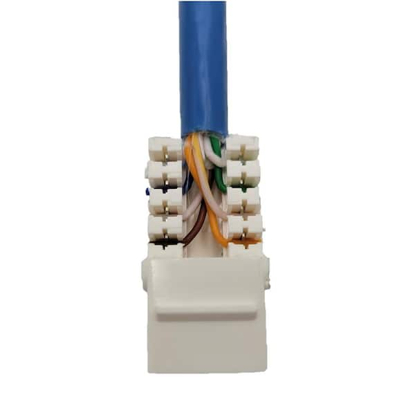 Micro Connectors Cat6a Unshielded Punch Down Keystone Jack with Tool (White, 10 Pack)