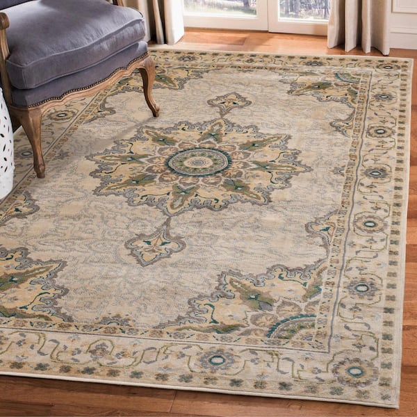 Edeline Beige 5 ft. x 8 ft. Medallion Oriental Indoor Area Rug
