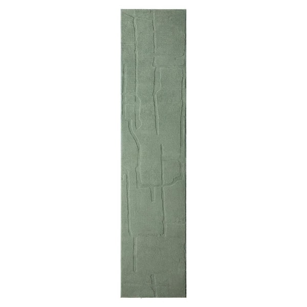 2 ft. x 7 ft. Sage Green Rae Abstract Organic Washable Indoor Runner Rug