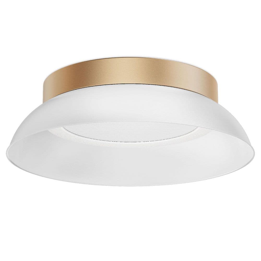 12.6 in. Bowl Modern Minimalist Matte White and Gold Integrated LED Flush Mount with 5CCT price history on PriceWatchPro