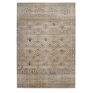 Leopold Sand and Blue 5 ft. x 7.6 ft. Area Rug
