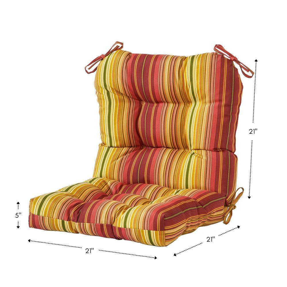 Kinnabari Stripe Transitional Outdoor Chair Cushion 42"x21"