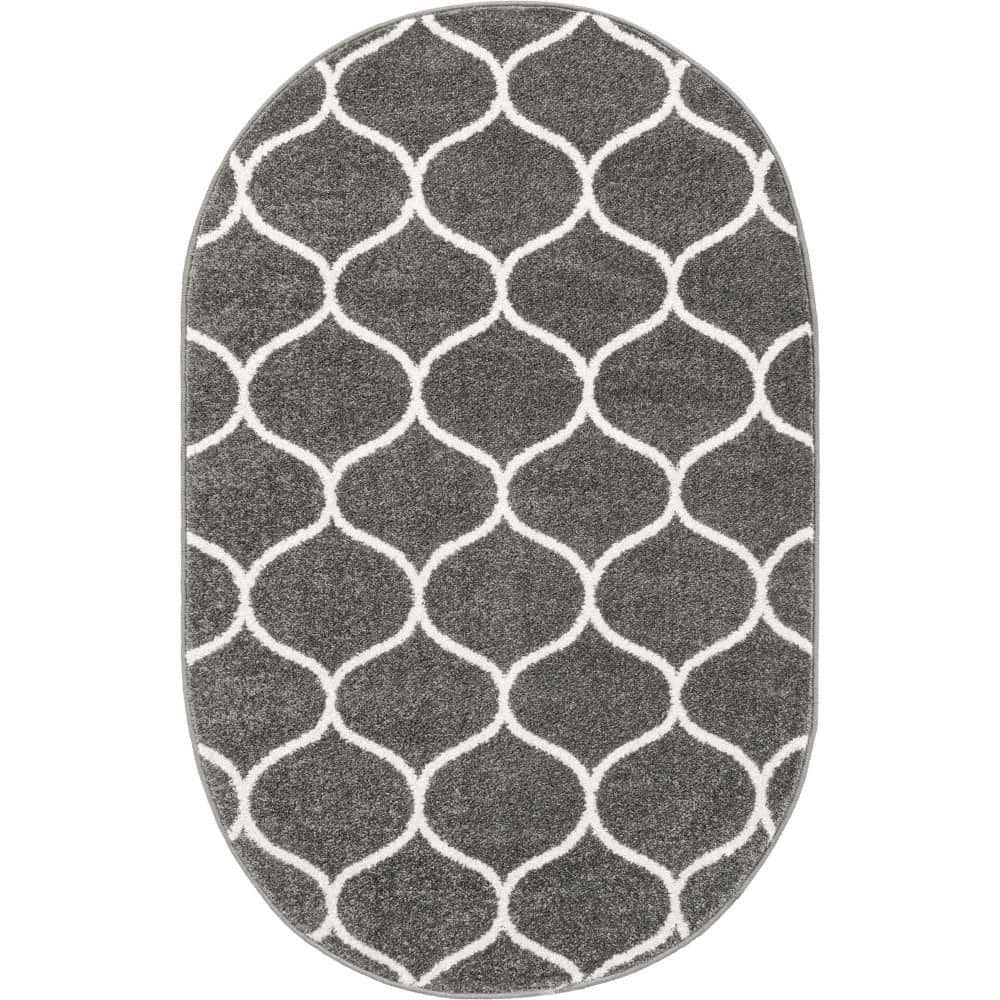 Trellis Frieze Rounded Dark Gray 5 ft. x 8 ft. Area Rug price history on PriceWatchPro