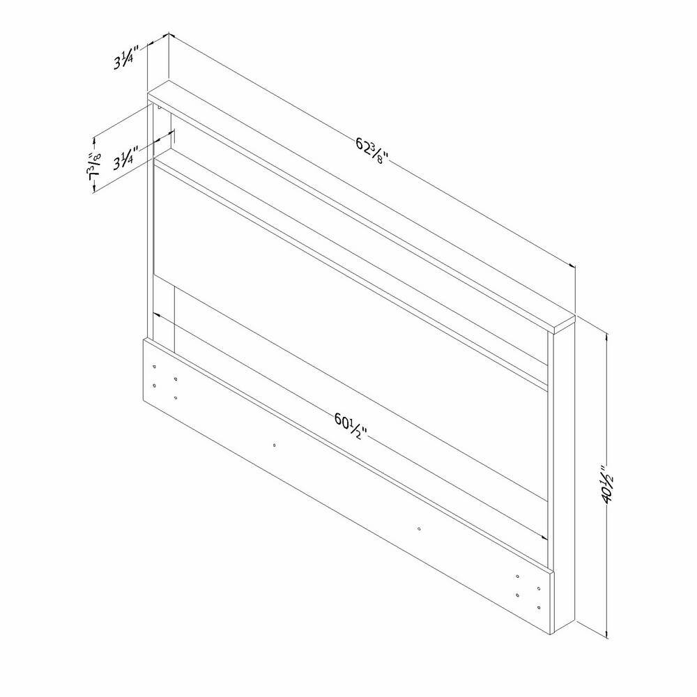 Pure White Full Metal Headboard with Storage Shelf