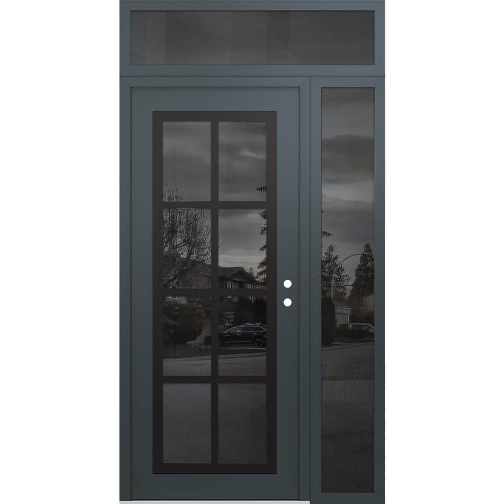 C16 50 in. x 96 in. Black P Left-Hand/Inswing Mirrored Glass Anth/Anth Sidelite+Transom Steel Prehung Front Door price history on PriceWatchPro