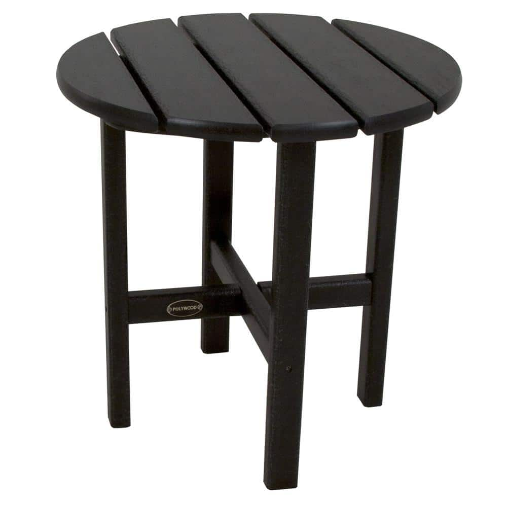 POLYWOOD 18 in. Black Round Patio Side Table RST18BL - The Home Depot