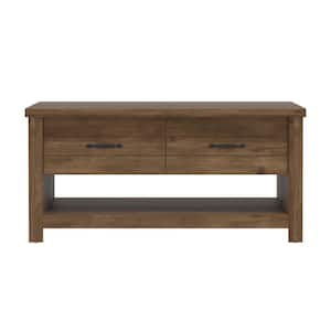 Rayborn 39.5 in. Knotty Oak Rectangle Wood Coffee Table with Lift Top
