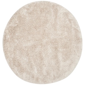 South Beach Shag Champagne 8 ft. x 8 ft. Round Solid Area Rug