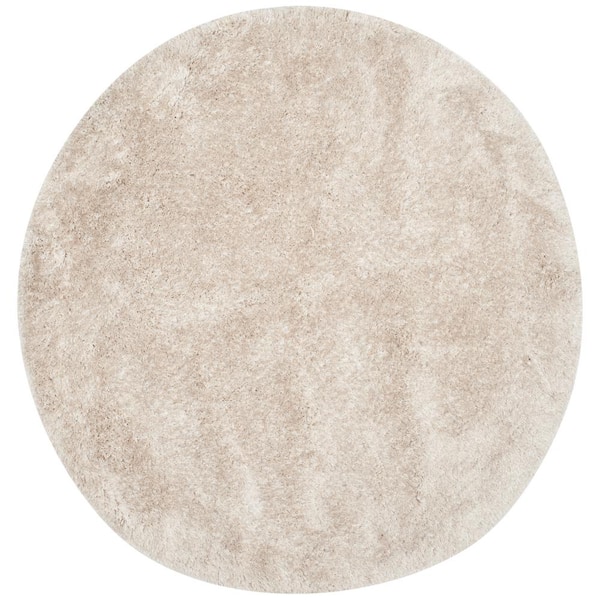SAFAVIEH South Beach Shag Champagne 8 ft. x 8 ft. Round Solid Area Rug