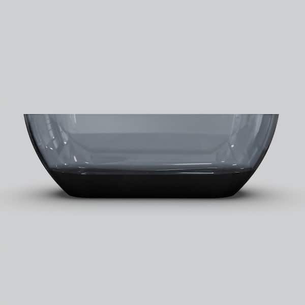 68.9 in. x 29.5 in. Resin Soaking Freestanding Soaking Bathtub in Transpraent Blue+Grey