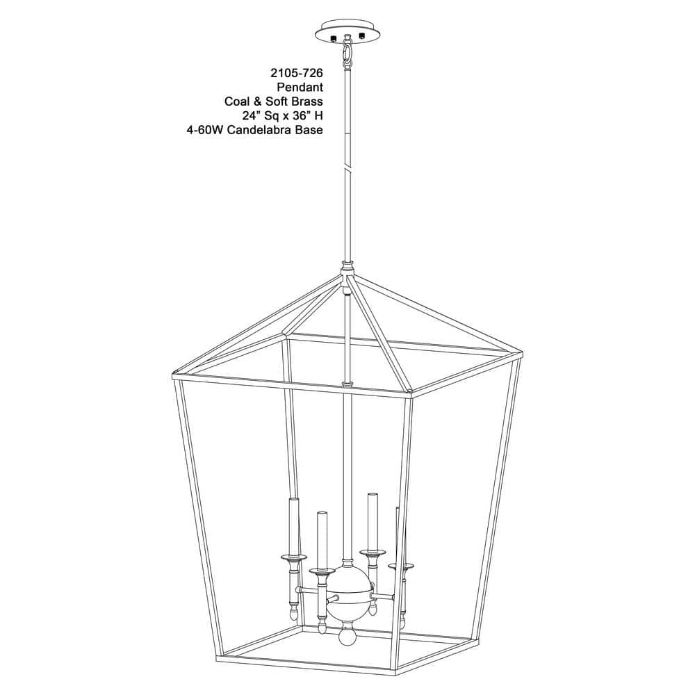 Coal & Soft Brass Geometric 4-Light Indoor/Outdoor Pendant