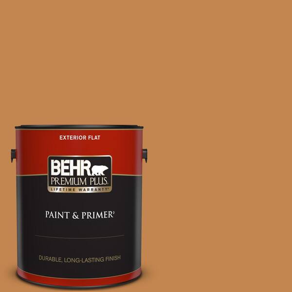 BEHR PREMIUM PLUS 1 gal. #PPU4-03 Butter Rum Flat Exterior Paint & Primer