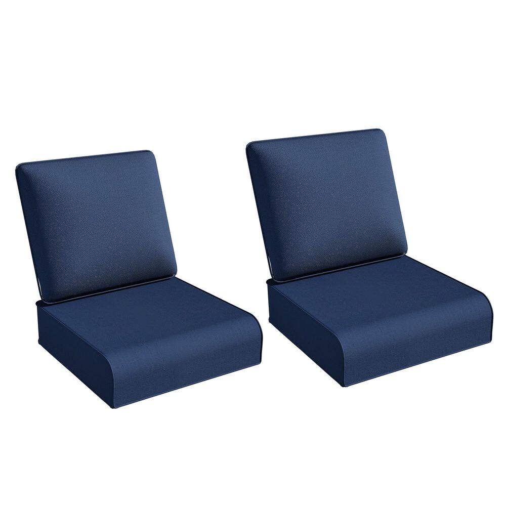 24 in. x 24 in. x 6 in. 10-Piece Thicker Outdoor Patio Replacement Deep Seat Cushion Set for Lounge Chairs in Blue price history on PriceWatchPro