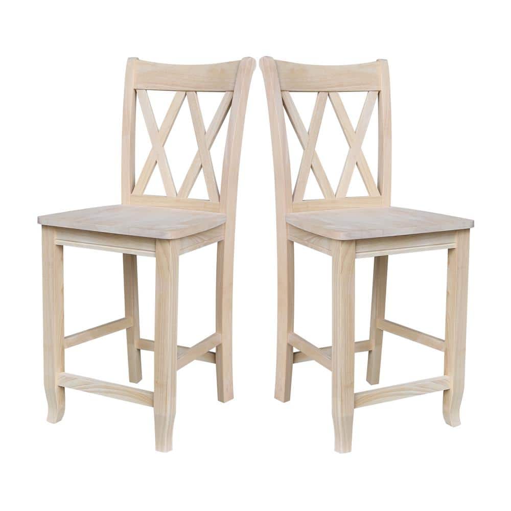Eco-Friendly Parawood 24" Swivel Double X-Back Barstool - Unfinished