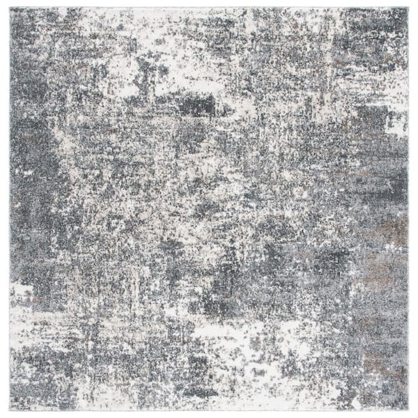 SAFAVIEH Aston Gray/Ivory 7 ft. x 7 ft. Distressed Abstract Square Area Rug