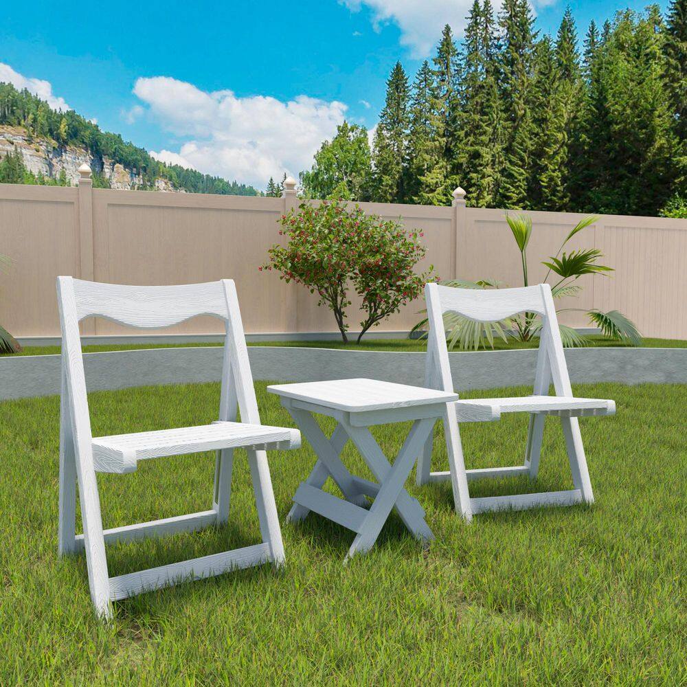 Avex White 3-Piece Wood Rectangular Table and 2 Chairs Foldable Outdoor Bistro Set price history on PriceWatchPro