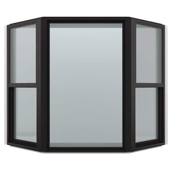 JELD-WEN 74 in. x 61 in. V-4500 Series Black FiniShield Vinyl Bay Window