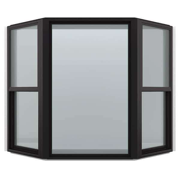 JELD-WEN 74 in. x 43 in. V-4500 Series Black FiniShield Vinyl Bay Window