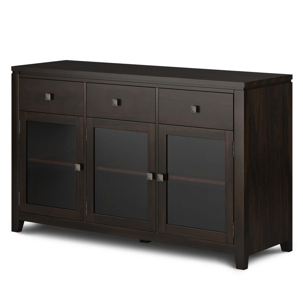 Cosmopolitan Mahogany Solid Wood 54" Wide Contemporary Sideboard Buffet