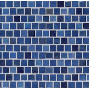 Hawaiian Blue 11.81 in. x 11.81 in. Glossy Glass Mesh-Mounted Mosaic Tile (19.4 sq. ft./Case)