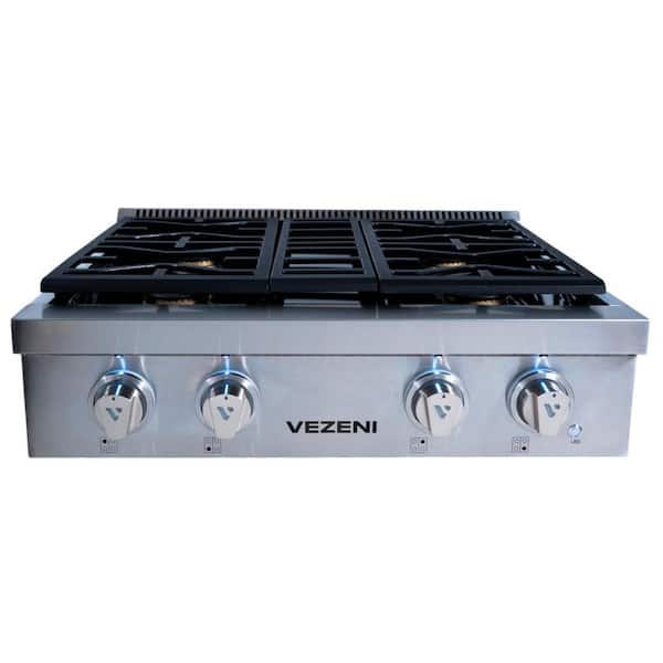 Randolph Pro 30 in. 4 Burners Burner Grate Natural Gas Cooktop in Stainless Steel