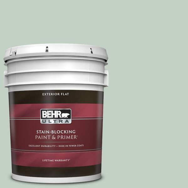 BEHR ULTRA 5 gal. #PPU11-13 Frosted Jade Flat Exterior Paint & Primer