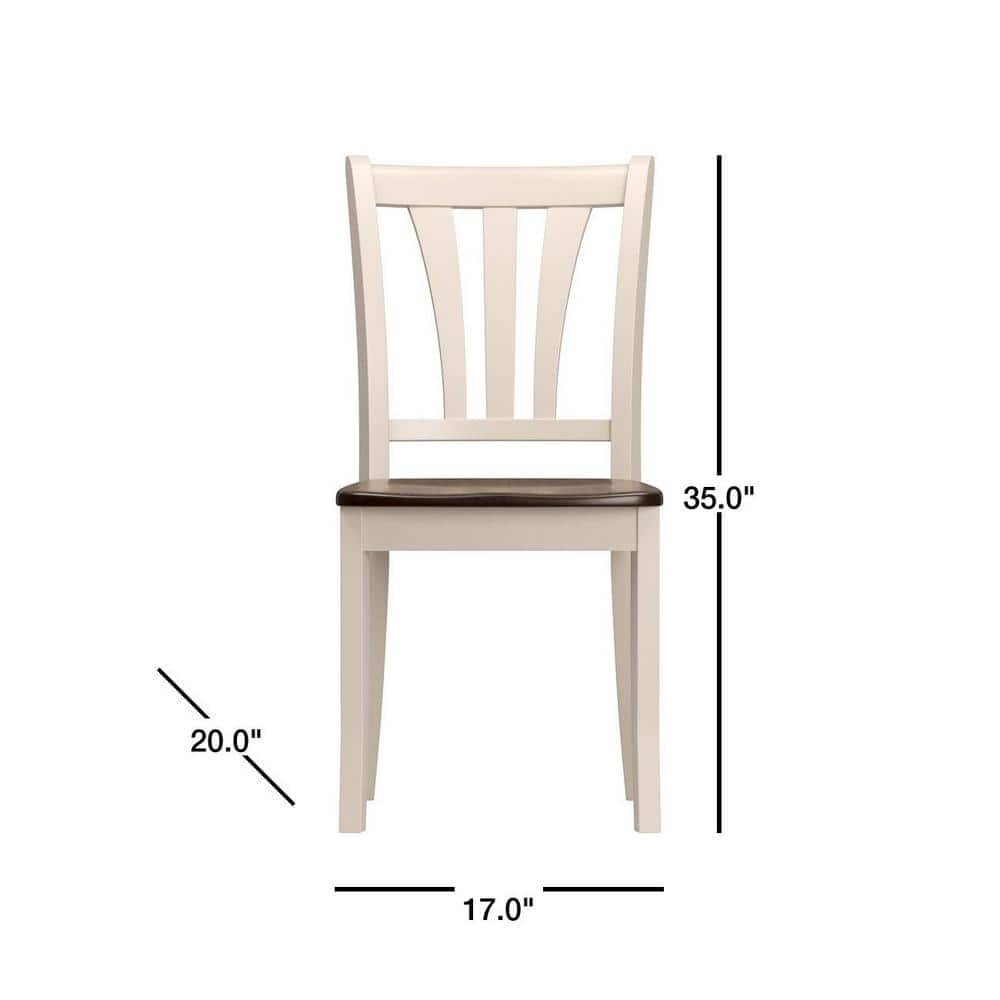 High Ladderback Cream and Brown Wood Side Chair Set
