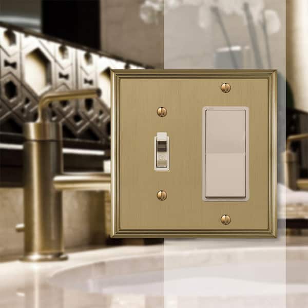 Rhodes 2 Gang 1-Toggle and 1-Rocker Metal Wall Plate - Brushed Bronze