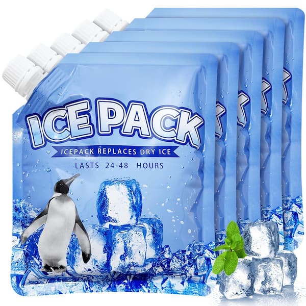 5-Pack Reusable Ice Packs for Coolers, Long Lasting Gel Freezer Packs for Lunch Boxes and Cooler Bags