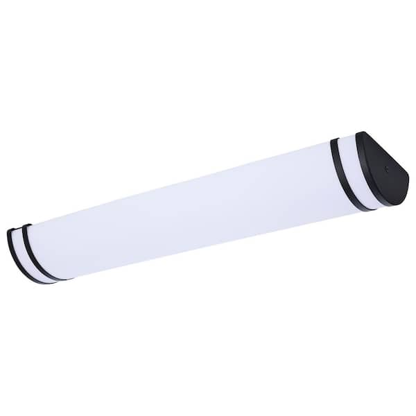 Glamour 25 in. 1-Light Black Selectable CCT Integrated LED Vanity Light with White Acrylic Lens