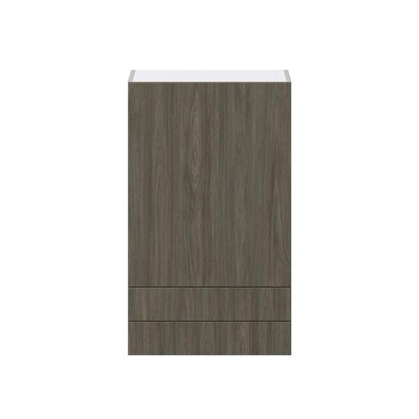 J COLLECTION Medora Textured Slab Walnut Assembled Wall Kitchen Cabinet with 2 Drawers (18 in. W x 40 in. H x 14 in. D)