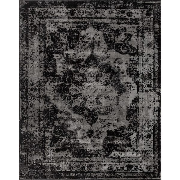Well Woven Zazzle Black 9 ft. 3 in. x 12 ft. 6 in. Patras Vintage Oriental Floral Area Rug