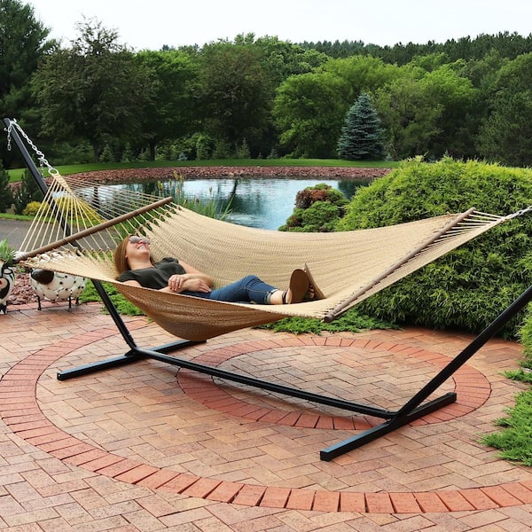 Camping Hammock Sunnydaze Soft-Spun Polyester Rope Double Hammock