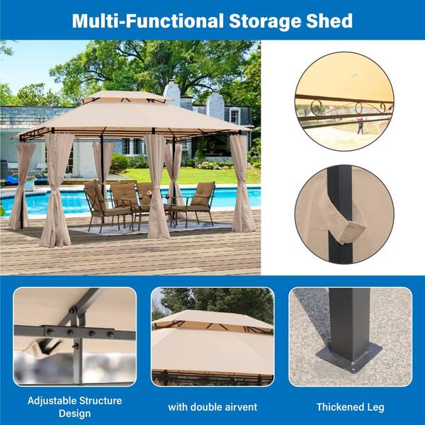 ToolCat 13 ft. x 10 ft. Outdoor Patio Gazebo Canopy Tent with