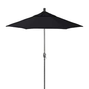 7.5 ft. Grey Aluminum Market Patio Umbrella with Crank Lift and Push-Button Tilt in Black Pacifica Premium