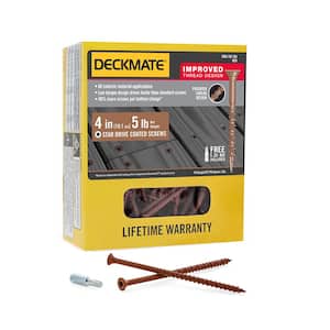 #10 4 in. Flat-Head Square Drive Deck Screw Red Exterior Self-Starting 5 lbs. Box (435-Piece)