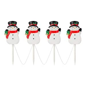 4-Pack LED Snowman Pathway Lights with Timer