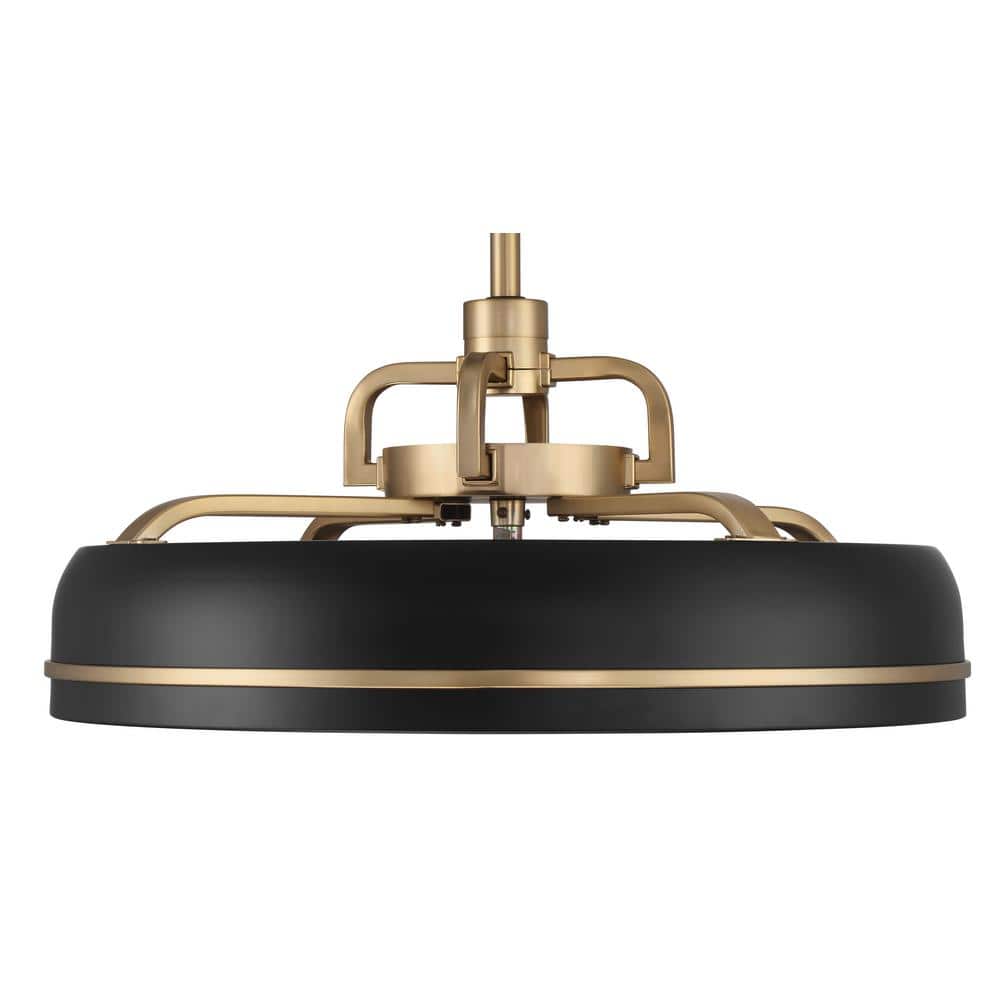 Taylor 20'' Flat Black and Satin Brass Ceiling Fan with LED Light and Remote