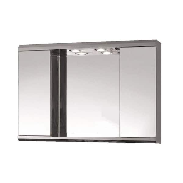 Garrido Bros. and Co. Catalonia Series 31-1/2 in. W x 21-3/4 in. H Frameless Surface-Mount Lighted Dual Swing Doors Bathroom Medicine Cabinet