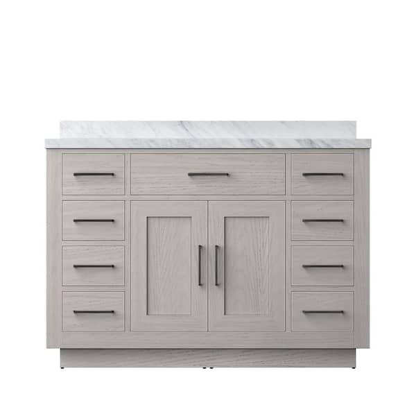 Condor 48 in W x 22 in D White Oak Single Bath Vanity with Carrara Marble Top