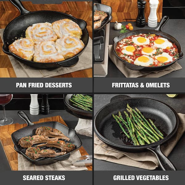Cast Iron Skillet - 12 Inch Versatile and Durable Cast Iron Pan - Multi Use  Premium Quality Kitchen Pans - Pre-Seasoned Round Big Frying Pan for Oven