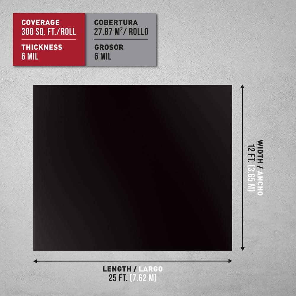 Black 6 Mil Polyethylene Moisture Resistant Underlayment Roll