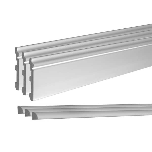 5/8 in. D x 4-3/4 in. W x 96 in. L Unfinished Recycled Polystyrene Baseboard Moulding Kit (3-Pack)