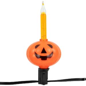 7FT Halloween Pumpkin Curtain Lights - 10 Witch Hat Pumpkin & 15 Orange LED String Lights