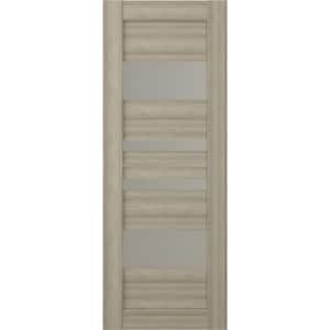 Romi 18 in. x 84 in. No Bore Solid Core 2-Lite Frosted Glass Shambor Wood Composite Interior Door Slab